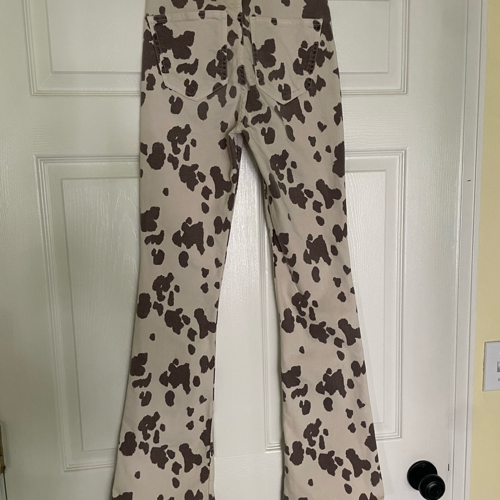 Zara Skinny Flare Cow Print Pants - Picture 6 of 7